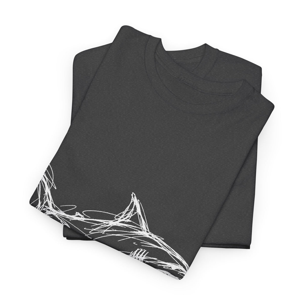 Sketchy White Shark on Black T-Shirt Minimal Ocean Line Art