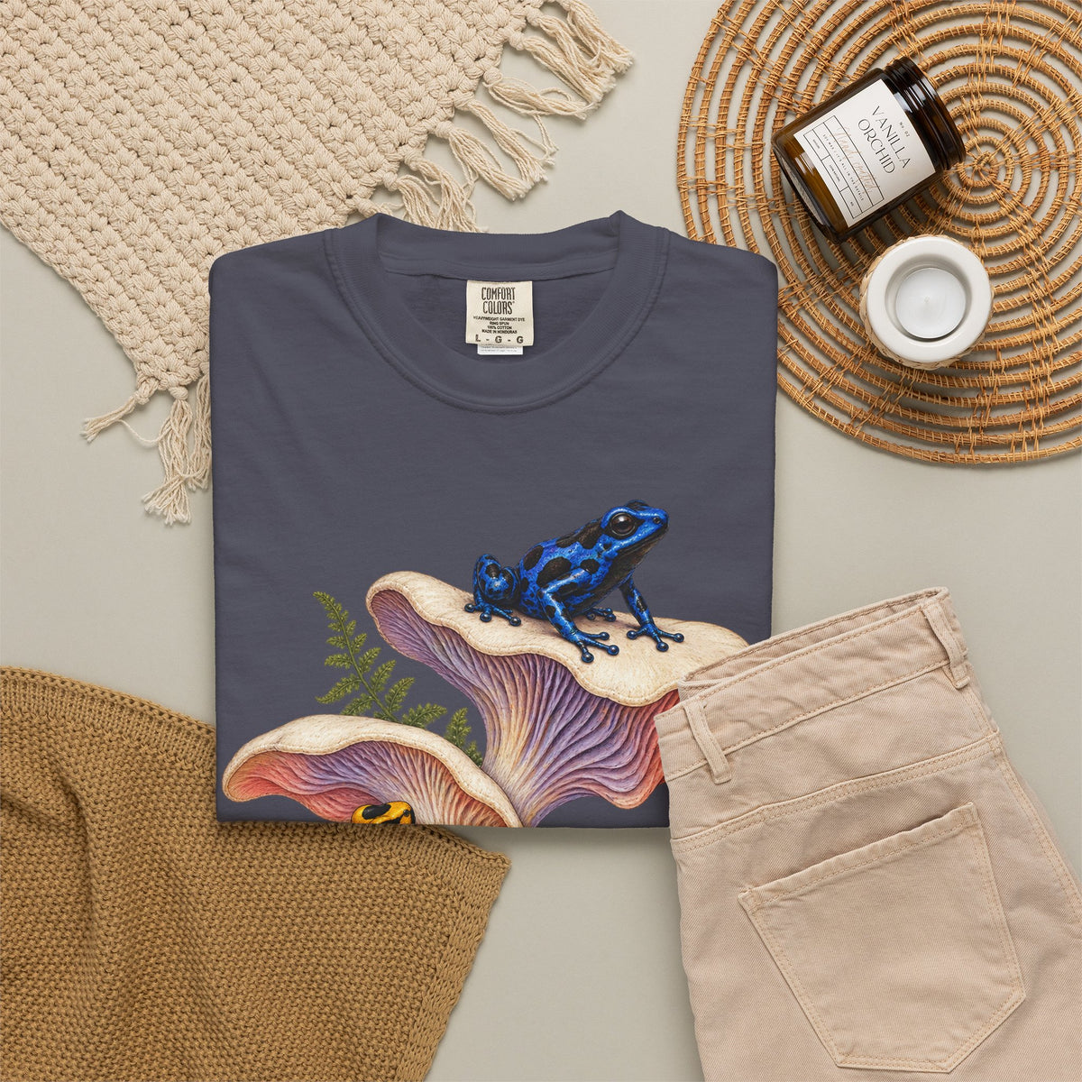 Poison Dart Frogs Mushroom Forest Tee Colorful Dart Frog Fungi Fern Wildlife Shirt