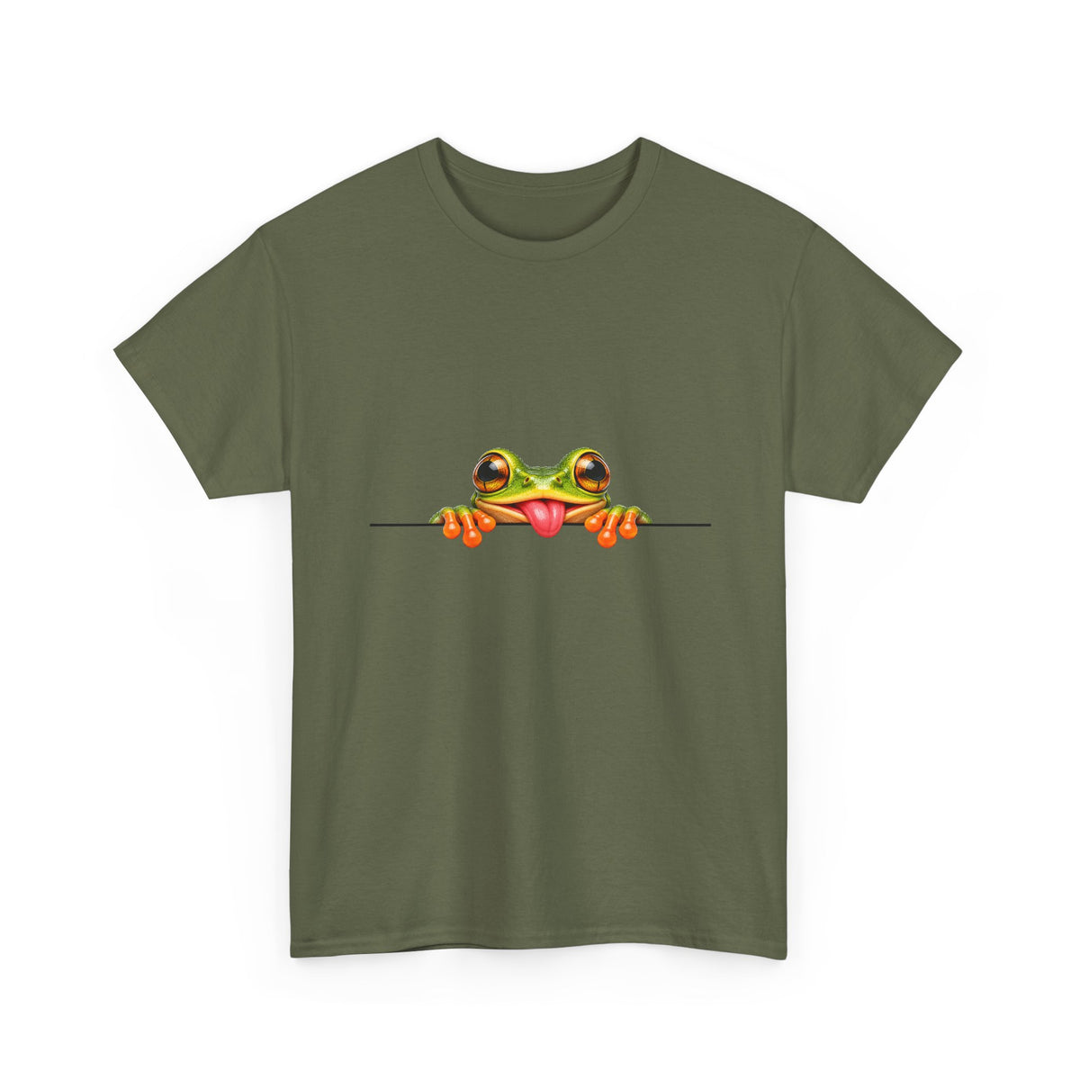 Peeking Tree Frog T-Shirt Tongue Out Over Ledge Funny Frog Lover Tee