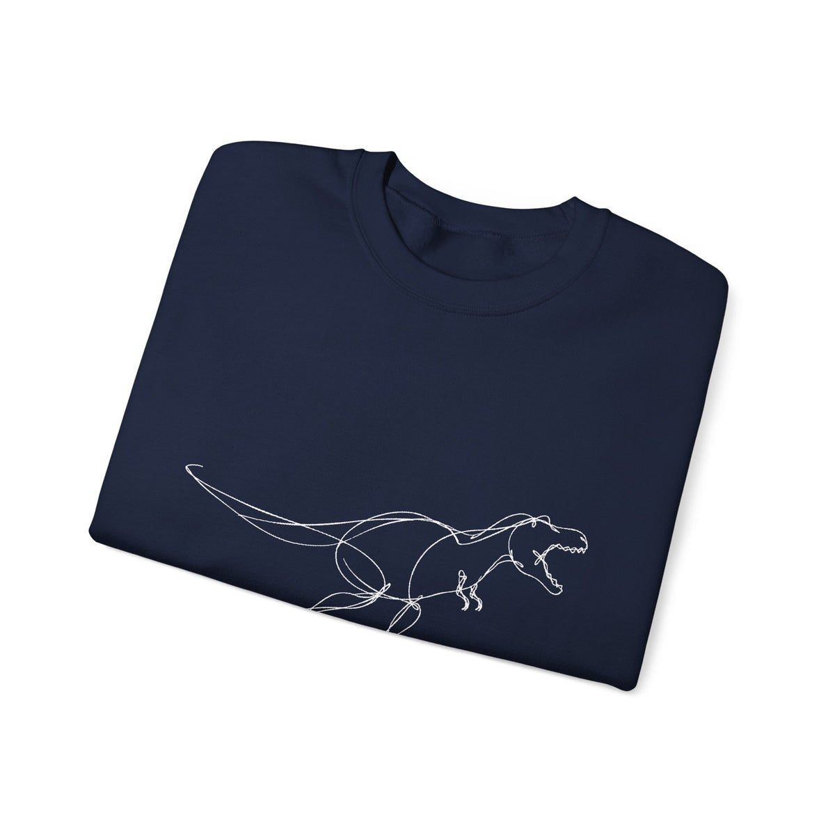 Minimal White Line T-Rex on Black Sweatshirt Simple Dinosaur Sketch