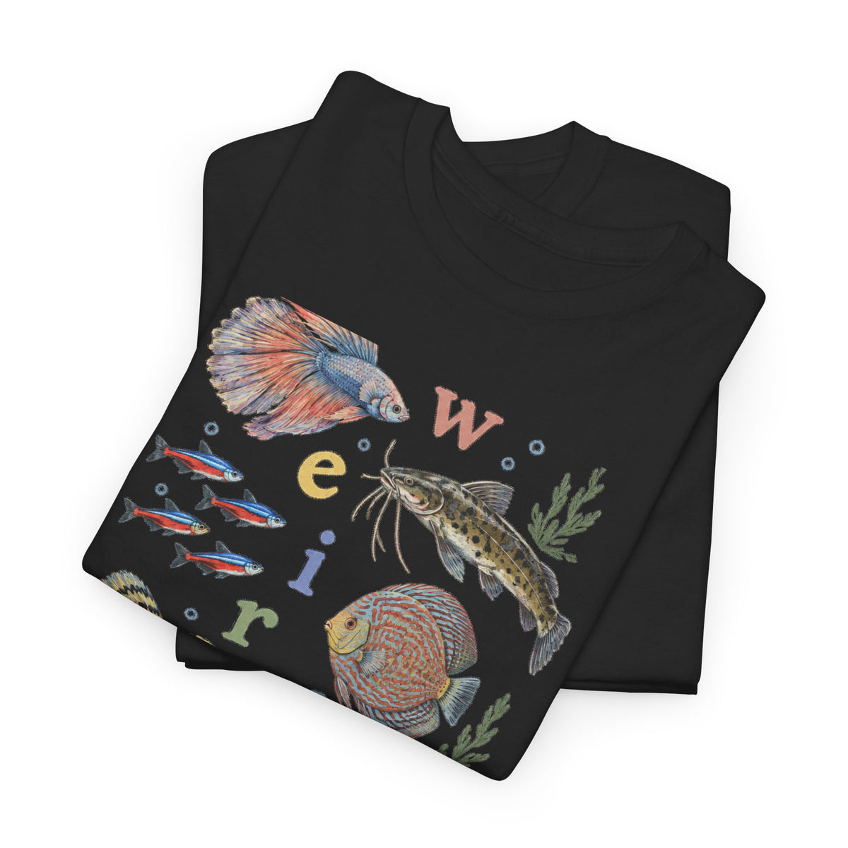 Weird Fishes T-Shirt Aquarium Fish Collage Betta Discus Neon Tetra Tee