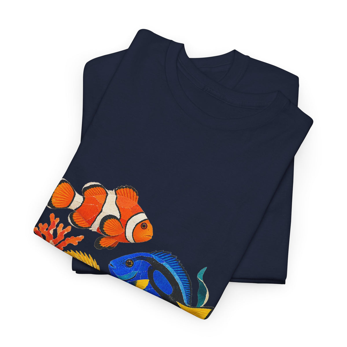 Tropical Fish Coral Collage Tee Clownfish Blue Tang Butterflyfish Coral Reef Ocean Shirt