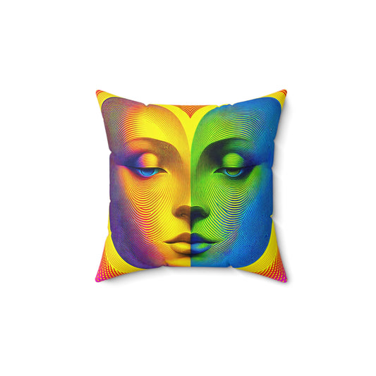 Faces Spun Polyester Square Pillow