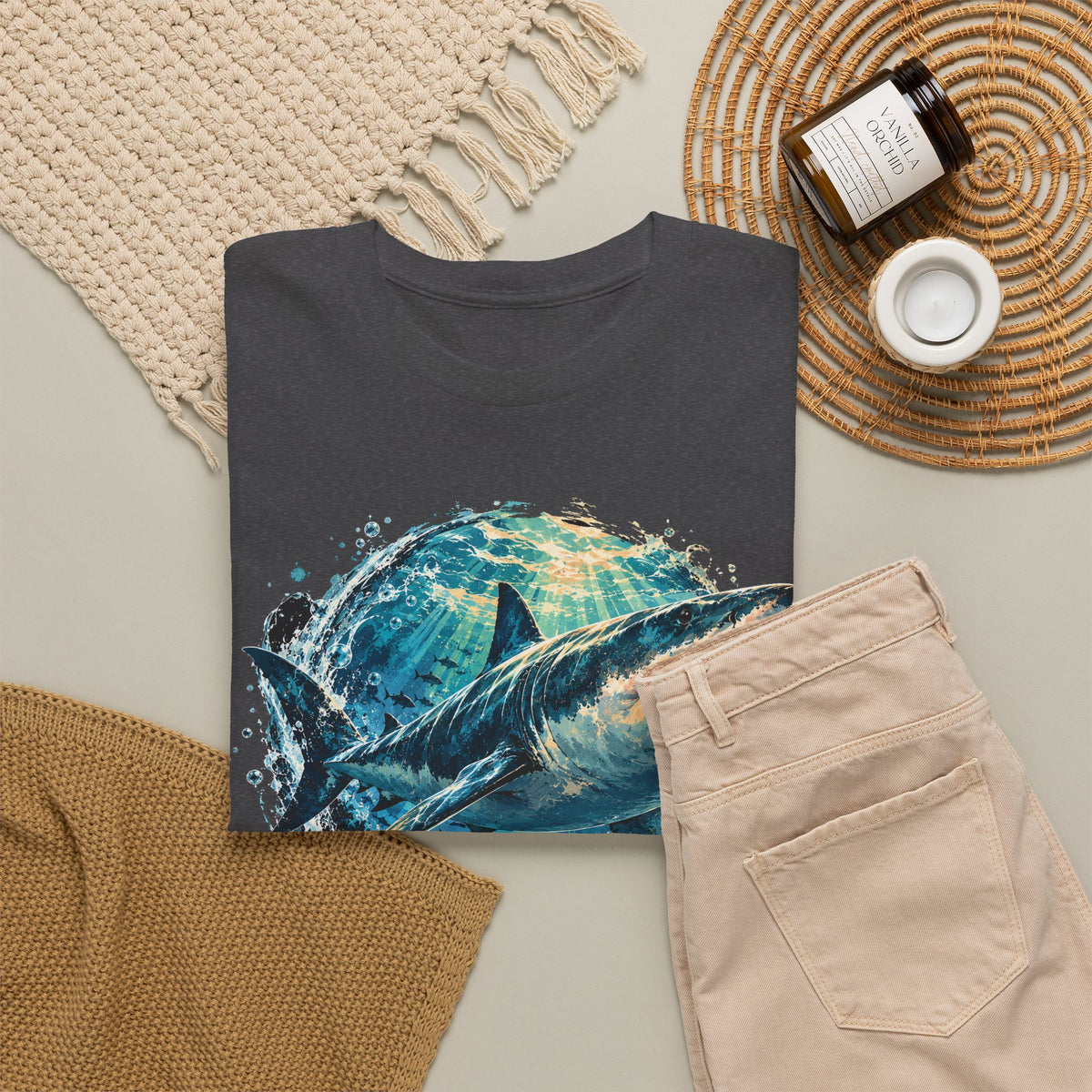 Great White Shark T-Shirt Ocean Burst Shark Jaws Sea Life Graphic Tee