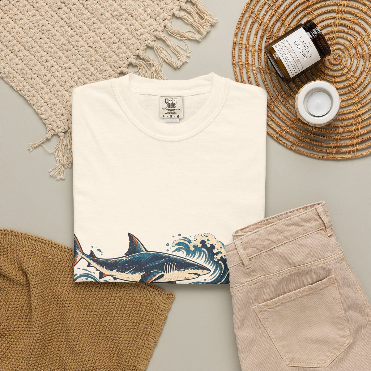 Great White Sharks Ukiyo Wave Tee Japanese Woodblock Shark Ocean Coral Shirt