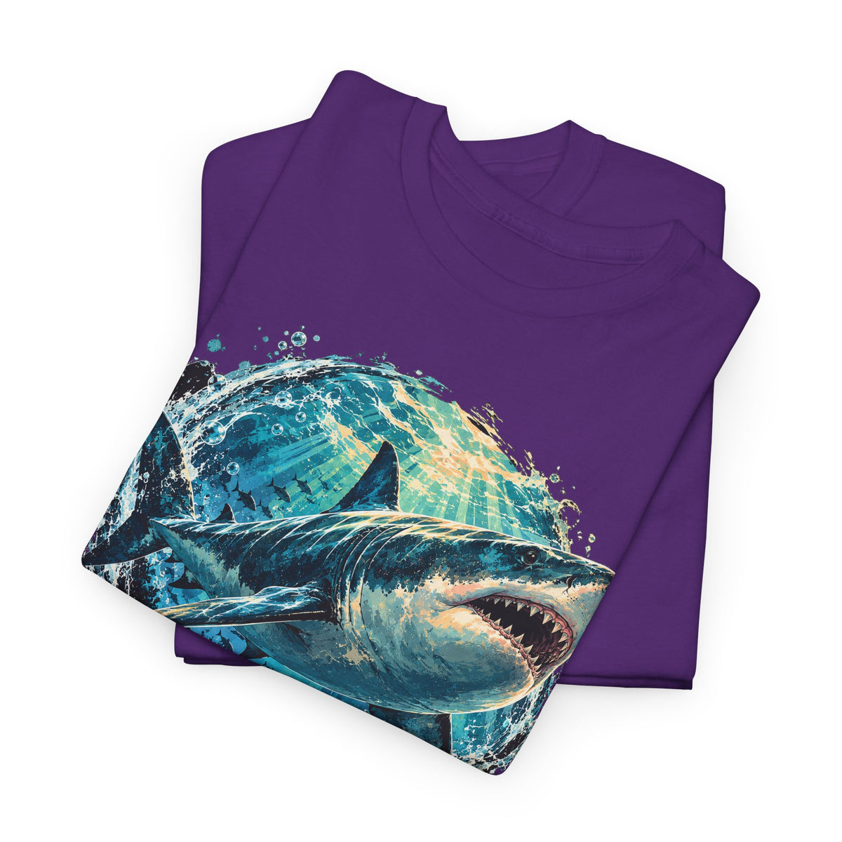 Great White Shark T-Shirt Ocean Burst Shark Jaws Sea Life Graphic Tee
