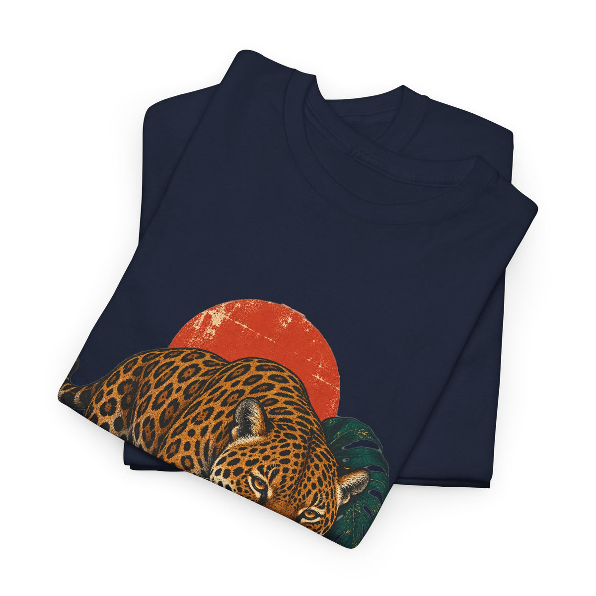 Jaguar Monstera Sun T-Shirt Jungle Cat Tropical Leaves Tee