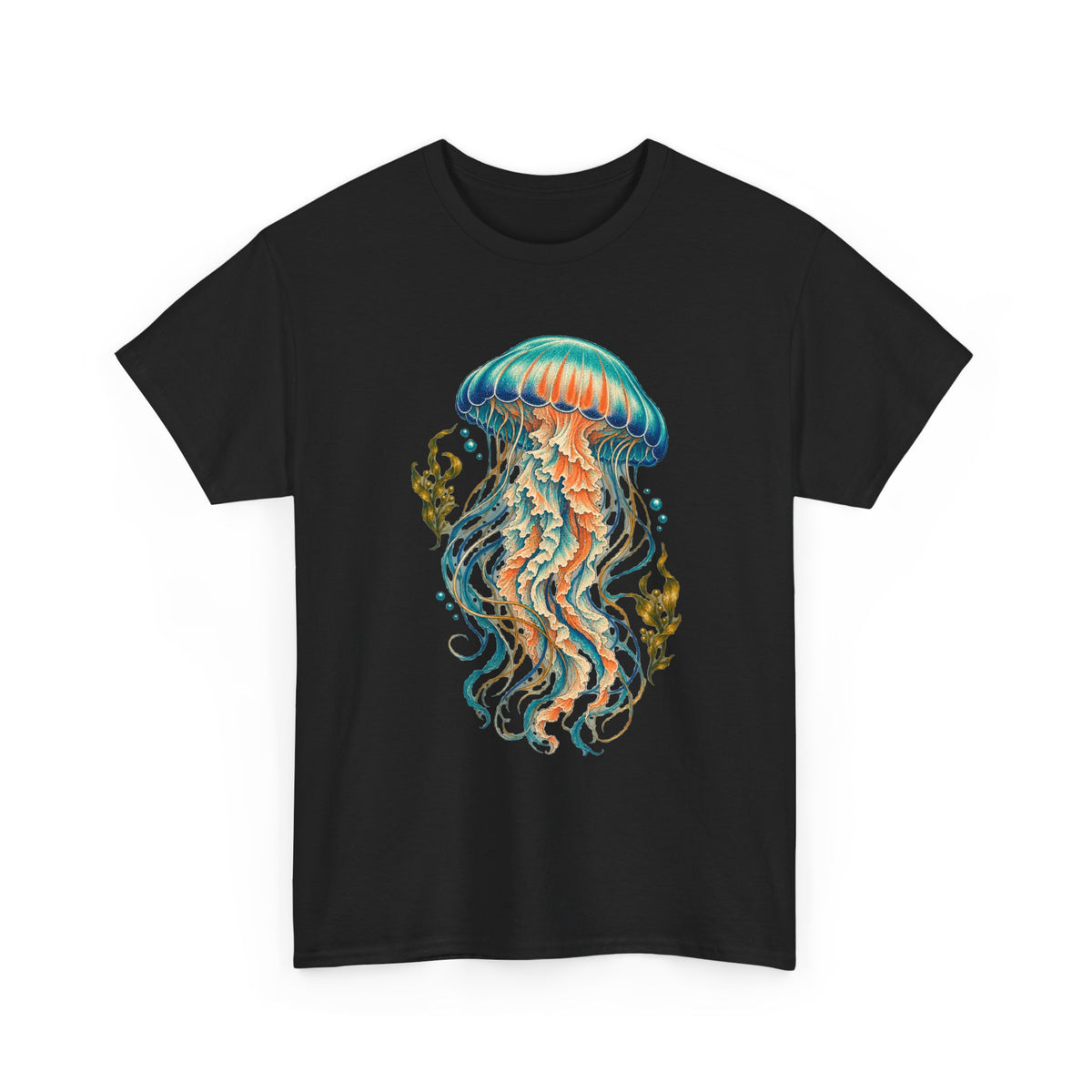 Teal Jellyfish Kelp T-Shirt Ocean Sea Life Botanical Tee