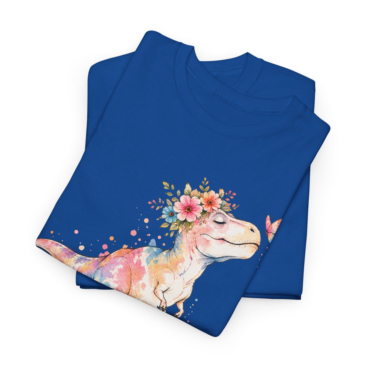 Watercolor T-Rex T-Shirt, Pastel Dinosaur Flower Crown Butterfly Graphic Tee Unisex Cute Dino Shirt