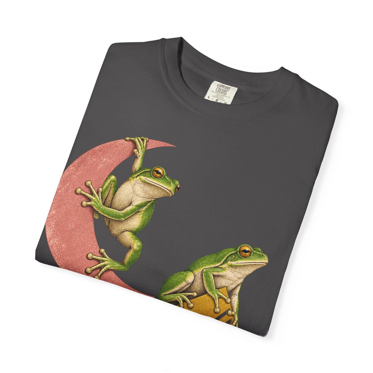 Green Tree Frogs Geometric Moon Triangle Ribbon Tee Midcentury Frog Wildlife Shirt