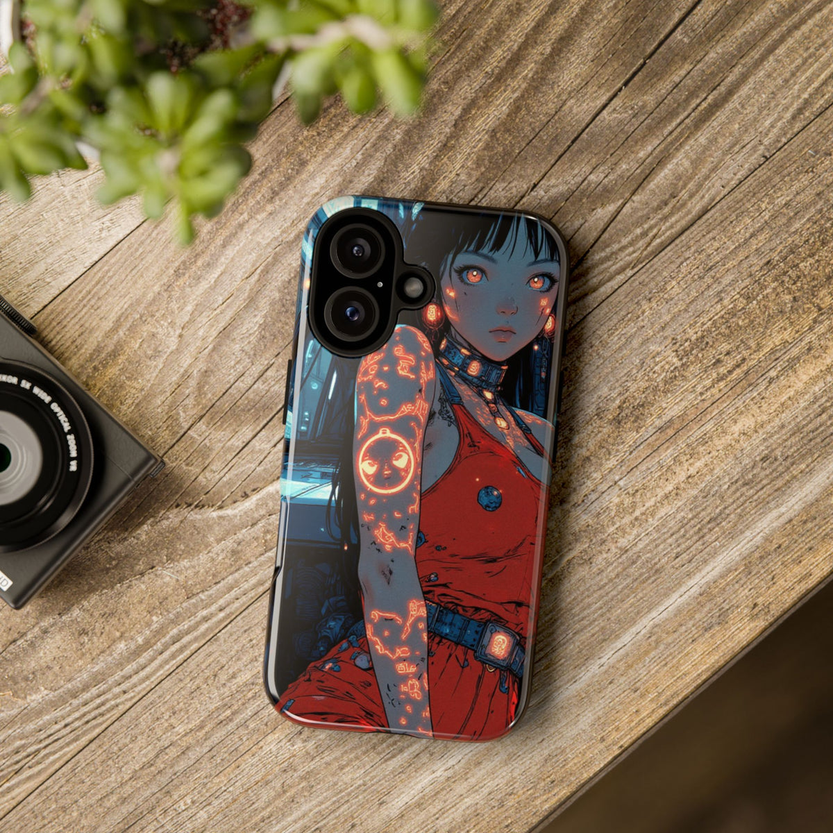 Tattooed Girl Neon Car Tough Phone Case iPhone Samsung Pixel
