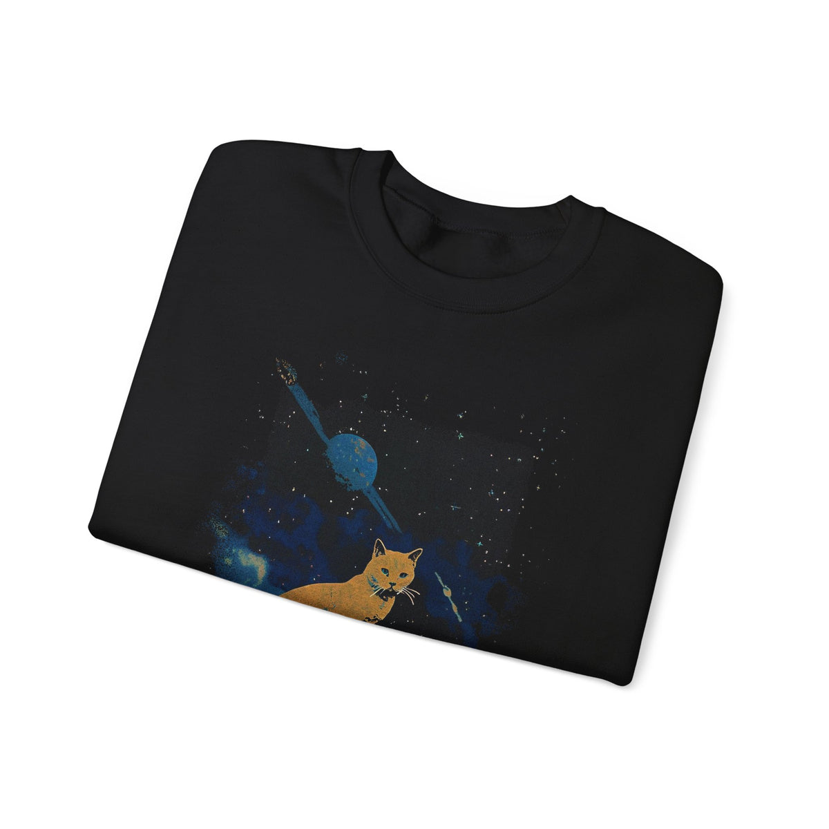 Space Cat Sweatshirt Funny Galaxy Kitty Cat Lover Crewneck