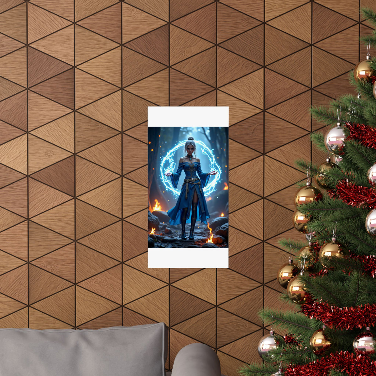 Mystic Sorceress Blue Magic Poster Matte Vertical Wall Art