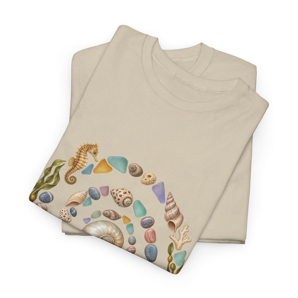Nautilus Seashell Spiral T-Shirt Ocean Beach Shells Seahorse Starfish Tee