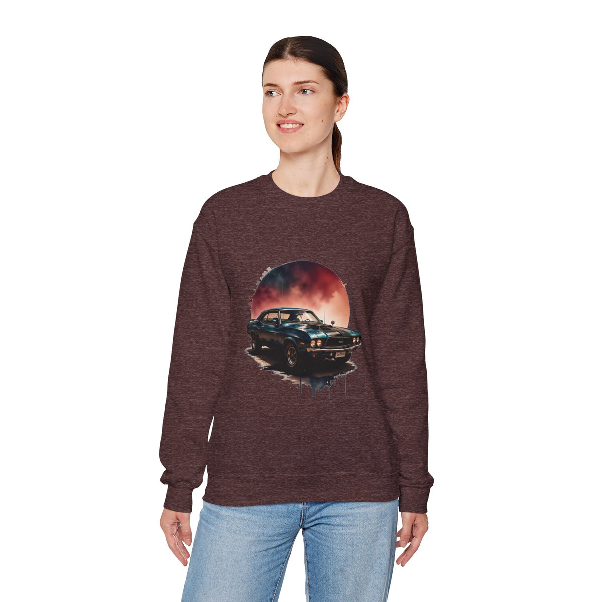 Vintage Black Muscle Car Crewneck Sweatshirt Unisex Graphic Pullover