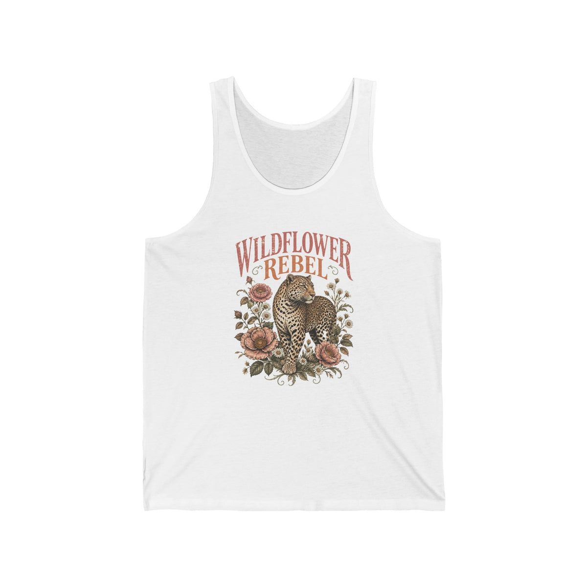 Wildflower Rebel Leopard Tank Top Boho Floral Big Cat