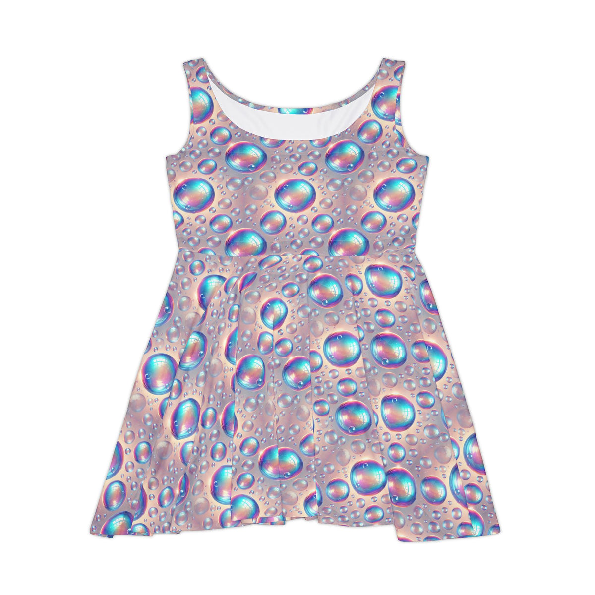 Bubbles Print Womens Skater Dress Playful Colorful Summer Dress