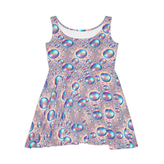 Bubbles Print Womens Skater Dress Playful Colorful Summer Dress