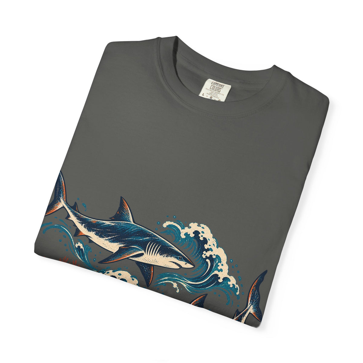 Great White Sharks Ukiyo Wave Tee Japanese Woodblock Shark Ocean Coral Shirt