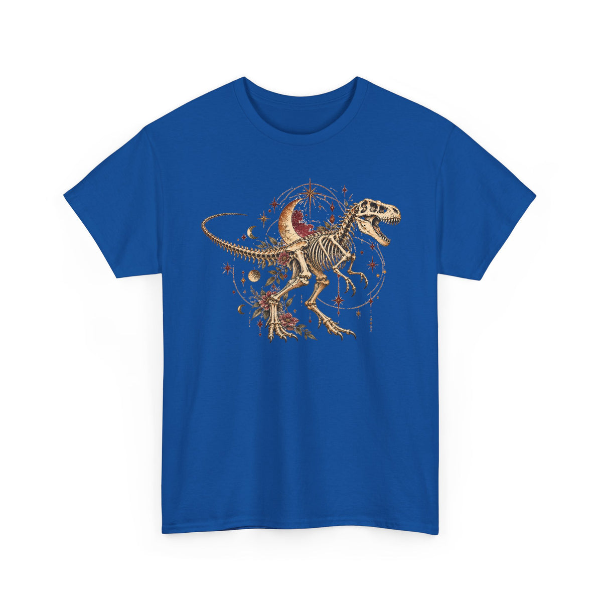 Celestial T-Rex Skeleton T-Shirt, Dinosaur Fossil Moon Stars Graphic Tee Unisex Dark Academia Shirt