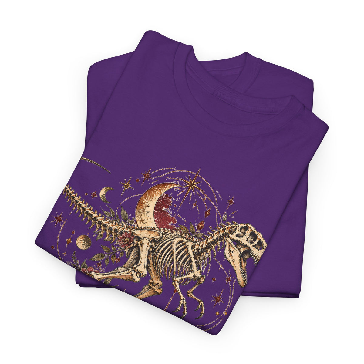 Celestial T-Rex Skeleton T-Shirt, Dinosaur Fossil Moon Stars Graphic Tee Unisex Dark Academia Shirt