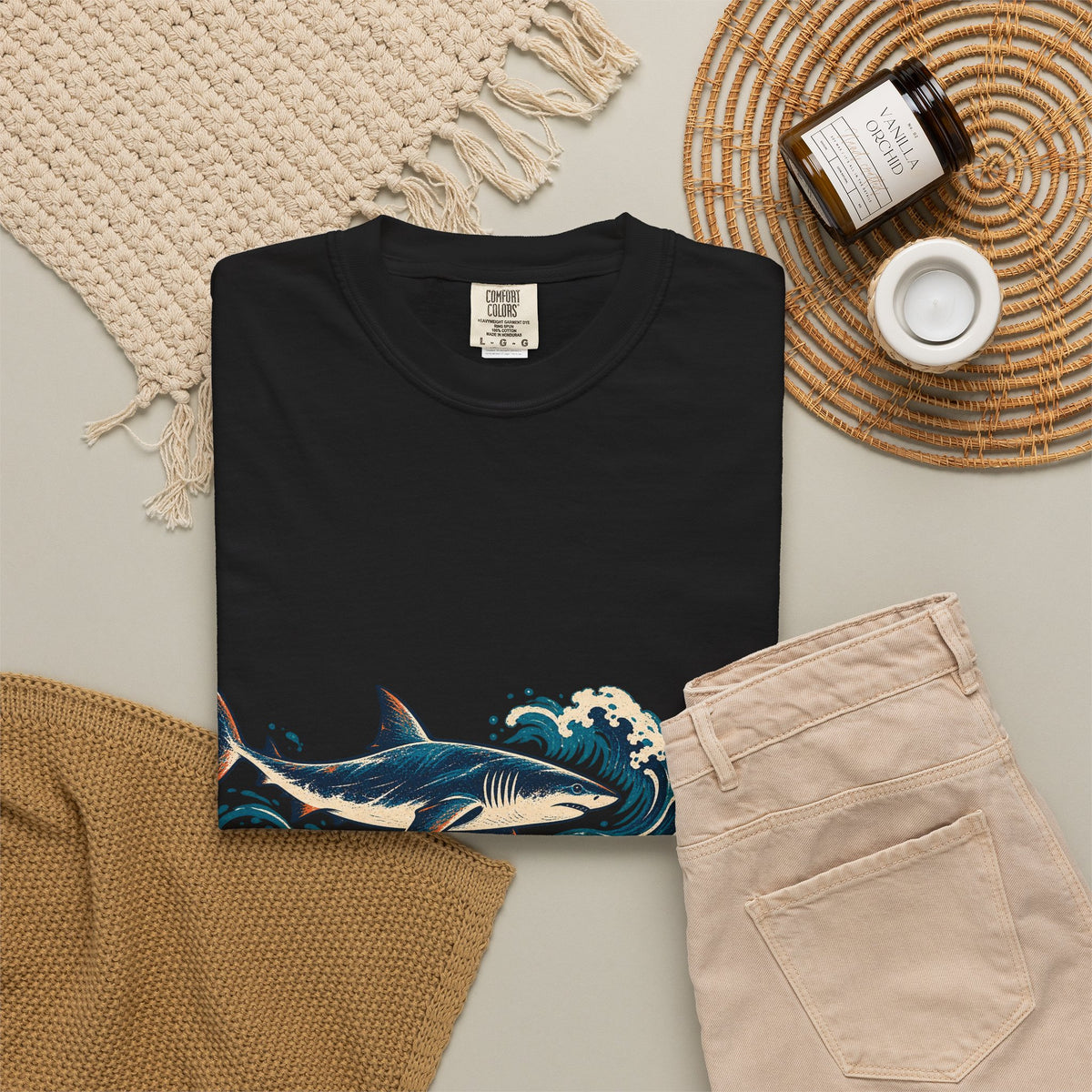 Great White Sharks Ukiyo Wave Tee Japanese Woodblock Shark Ocean Coral Shirt