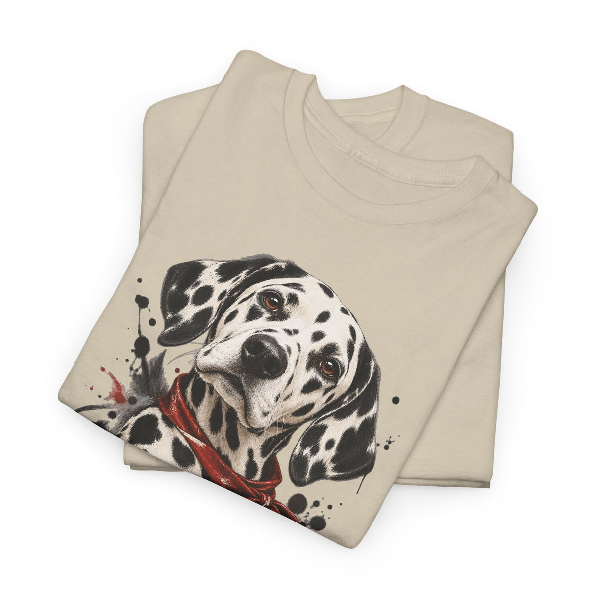 Dalmatian Red Bandana T-Shirt Dog Portrait Splatter Art Tee