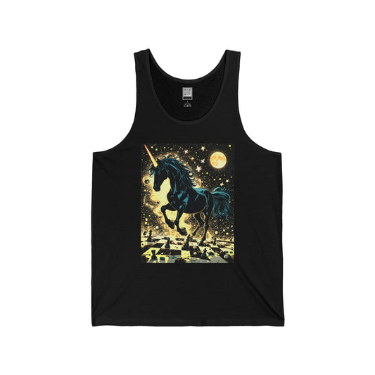 Tank Top - Cosmic Unicorn on Chessboard Design