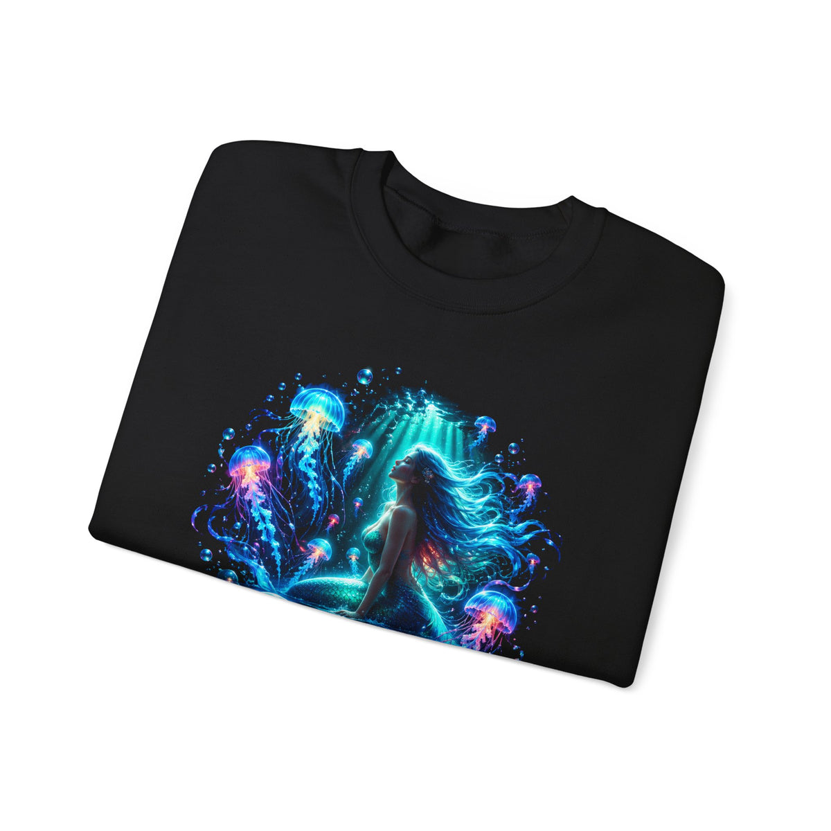 Glowing Jellyfish Mermaid Sweatshirt Bioluminescent Ocean Fantasy Mermaid Crewneck