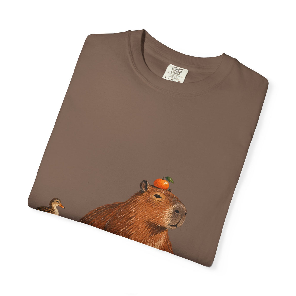 Capybara Orange Duck Tee Cute Capybara with Fruit Duck Lily Pad Pond Shirt