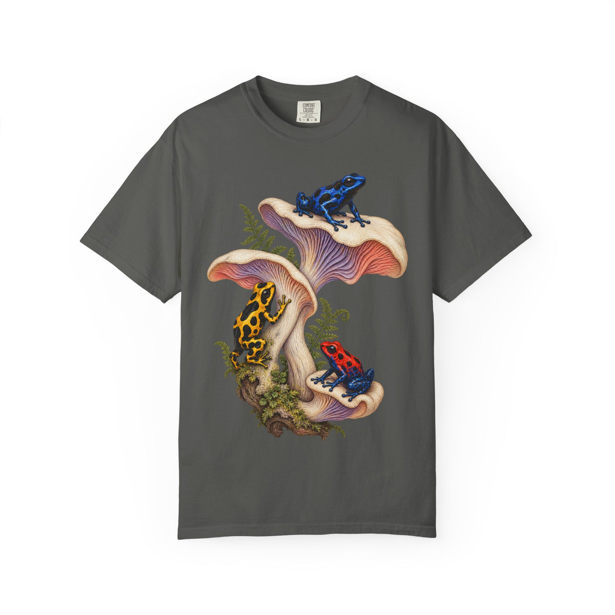 Poison Dart Frogs Mushroom Forest Tee Colorful Dart Frog Fungi Fern Wildlife Shirt