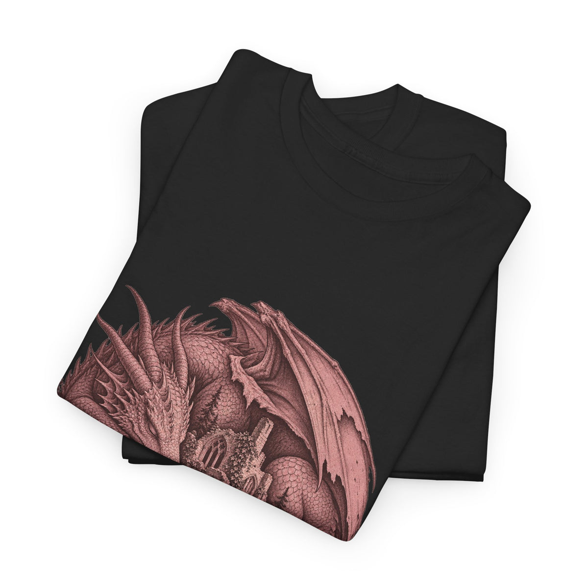 Sleeping Dragon Cathedral T-Shirt Fantasy Ruins Gothic Dragon Tee