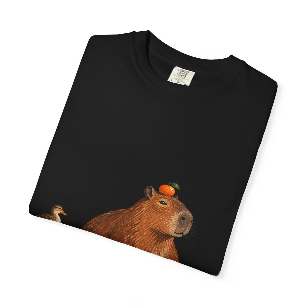 Capybara Orange Duck Tee Cute Capybara with Fruit Duck Lily Pad Pond Shirt