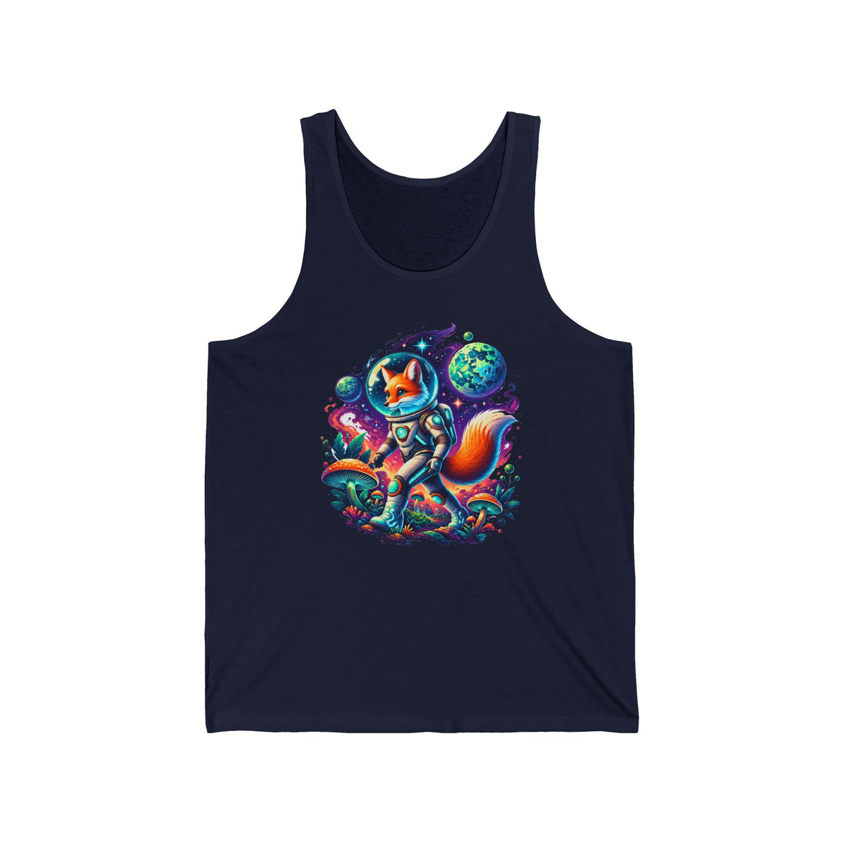 Fox Astronaut Tank Top Space Fox Glowing Mushroom Planet Galaxy Tank