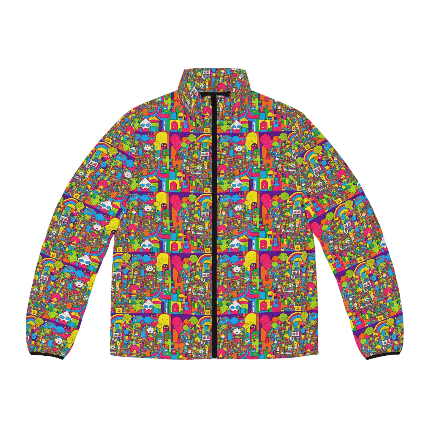 Puffer Jacket - Trippy Colorful Abstract Design