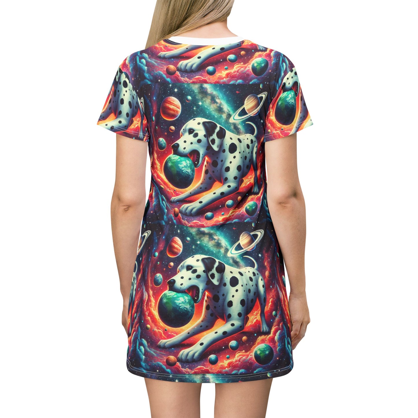 Space dog T-Shirt Dress (AOP)