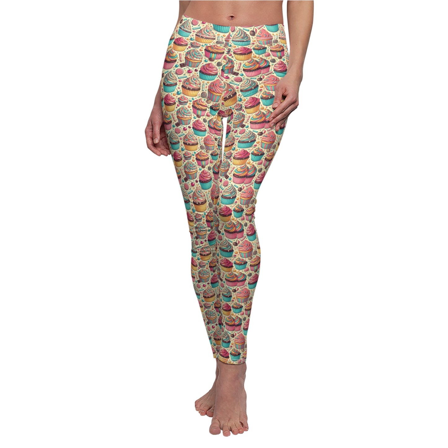 Leggings - Cute Cupcakes Design for Women's Casual Wear