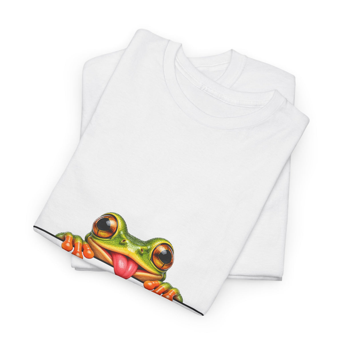 Peeking Tree Frog T-Shirt Tongue Out Over Ledge Funny Frog Lover Tee