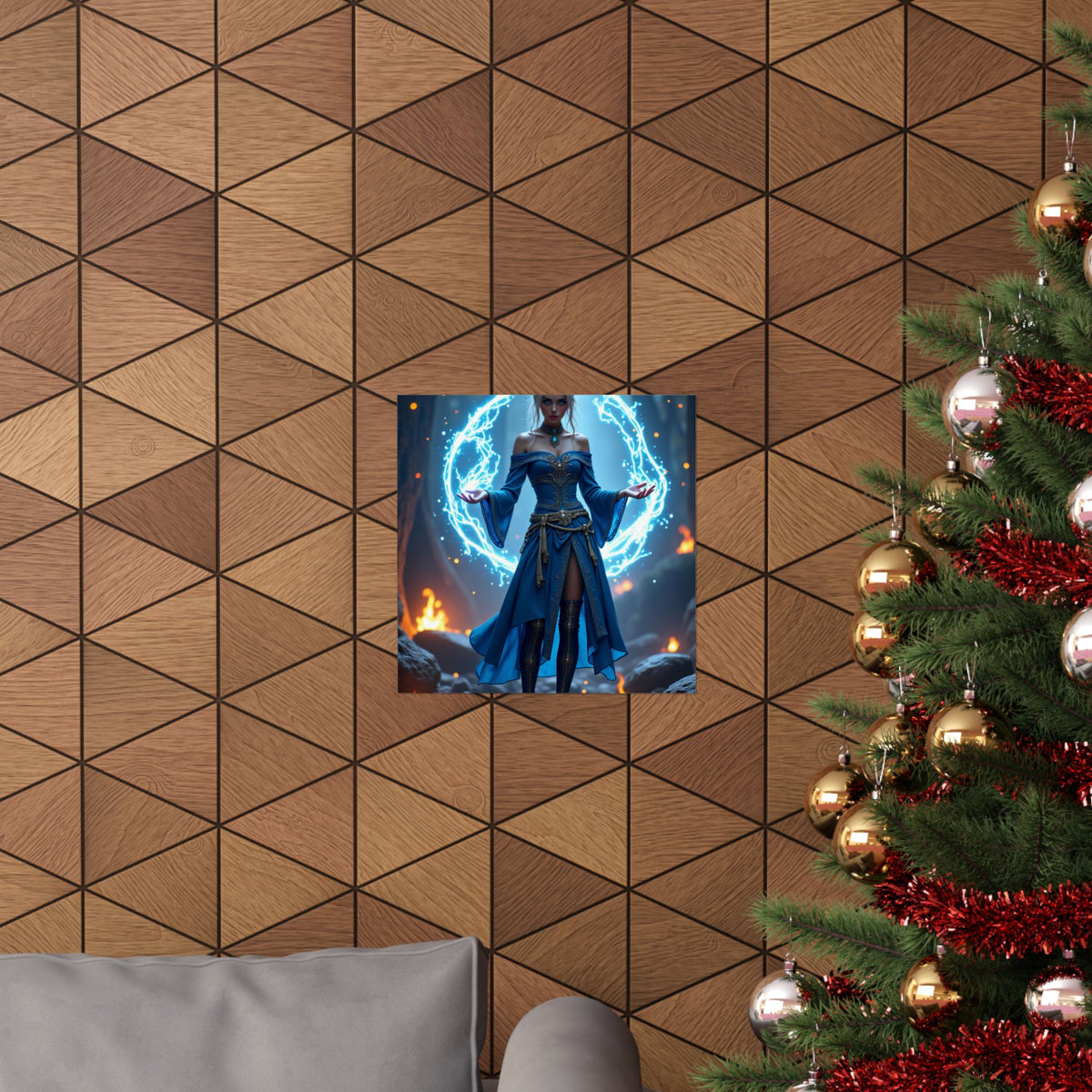 Mystic Sorceress Blue Magic Poster Matte Vertical Wall Art