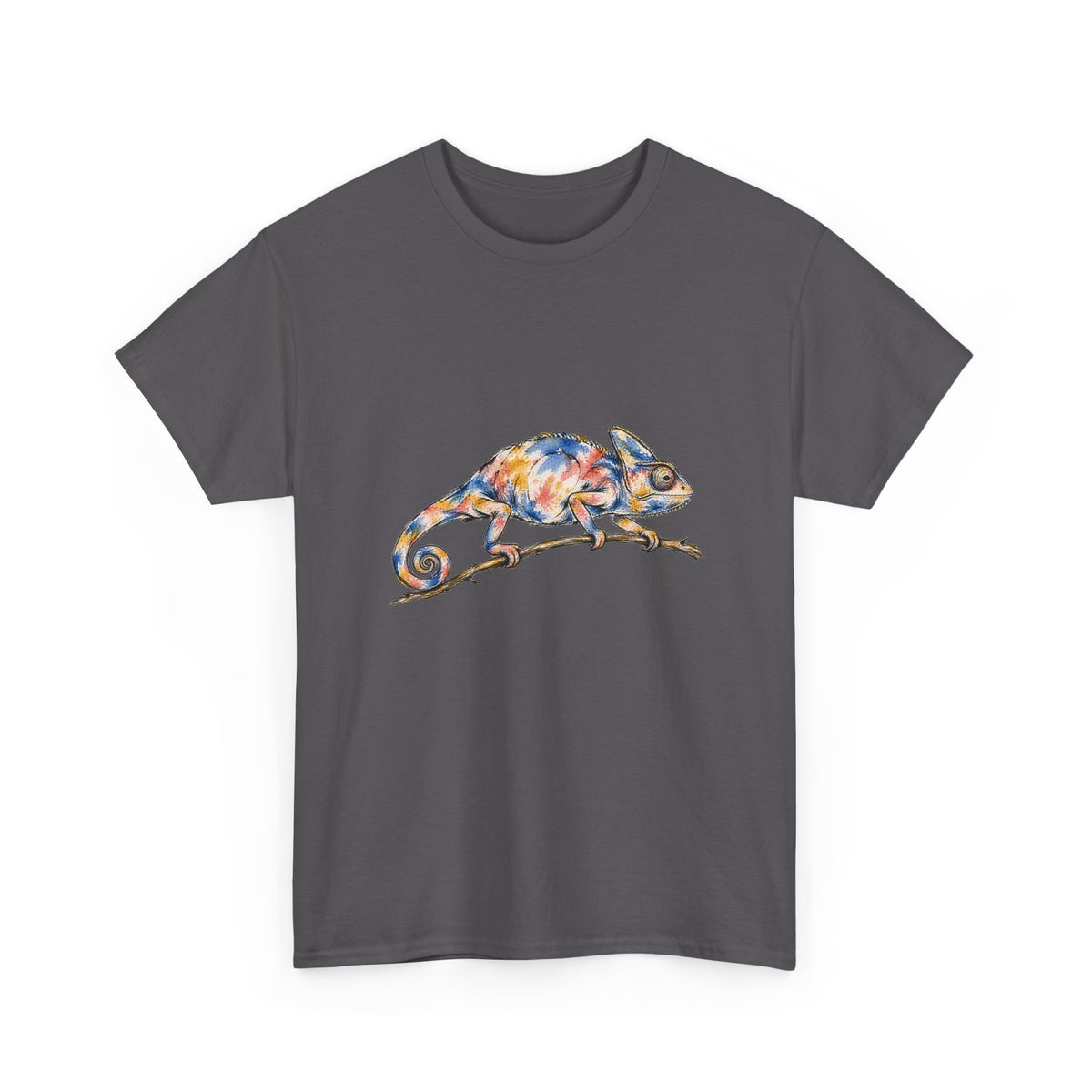 Watercolor Chameleon T-Shirt Ink Art Lizard on Branch Reptile Tee