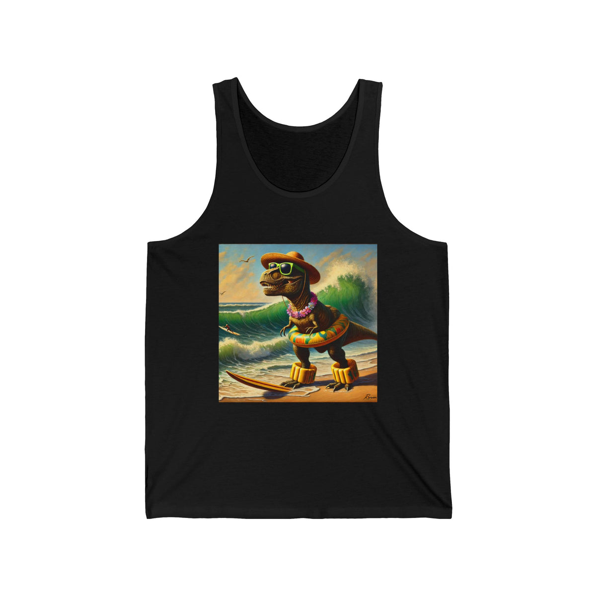 T-Rex at the Beach Tank Top Funny Dinosaur Summer Tank