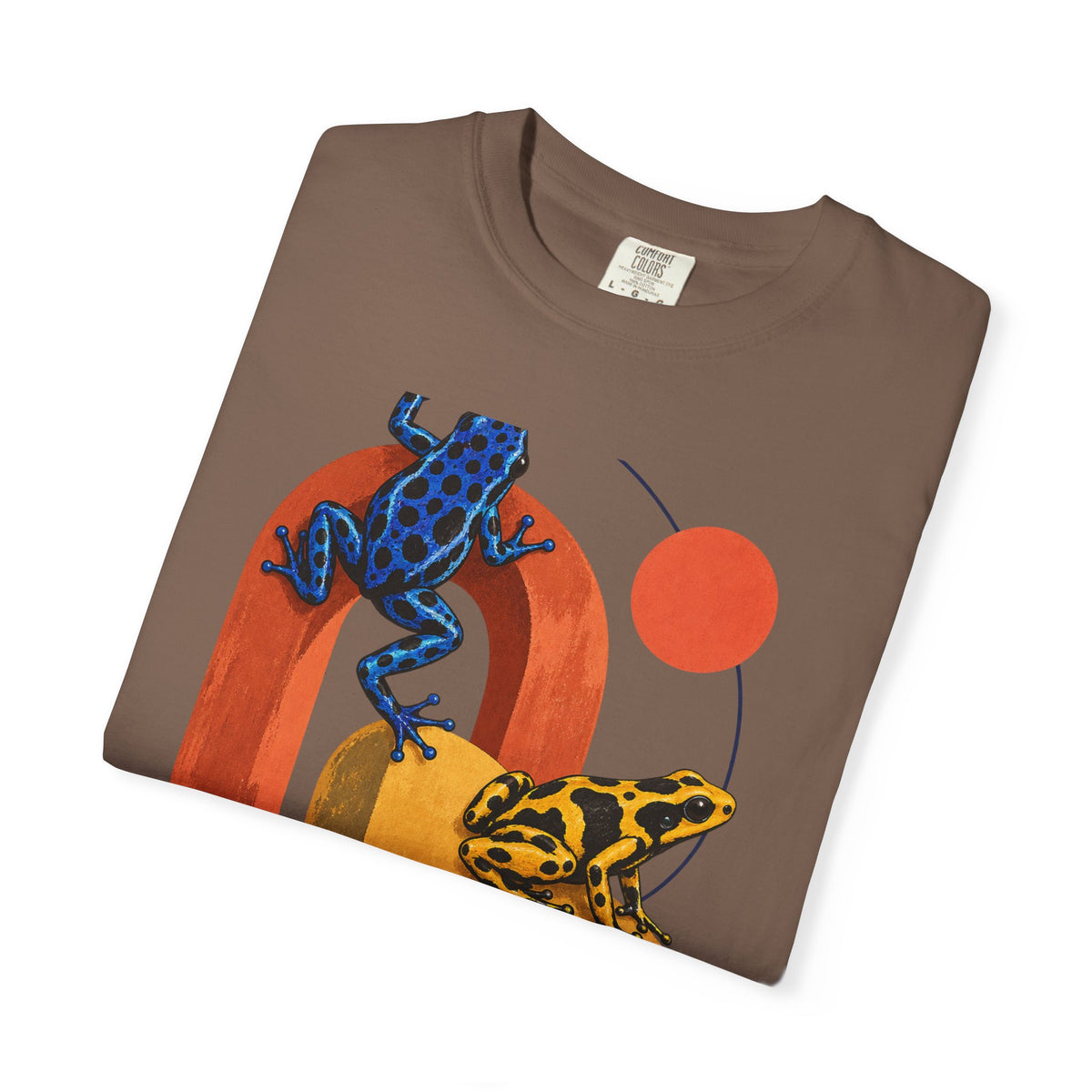Poison Dart Frogs Colorful Arches Red Sun Tee Midcentury Geometric Frog Wildlife Shirt