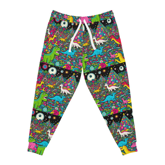 Athletic Joggers - Trippy Dinosaur Raver Print