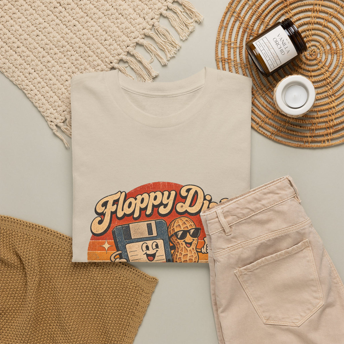 Floppy Disk Floppy Nuts T-Shirt Retro 80s Floppy Disk Peanut Funny Tee
