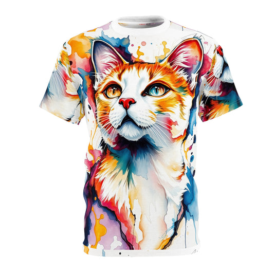 Cat Tee - Artsy Cat Unisex Cut & Sew Tee