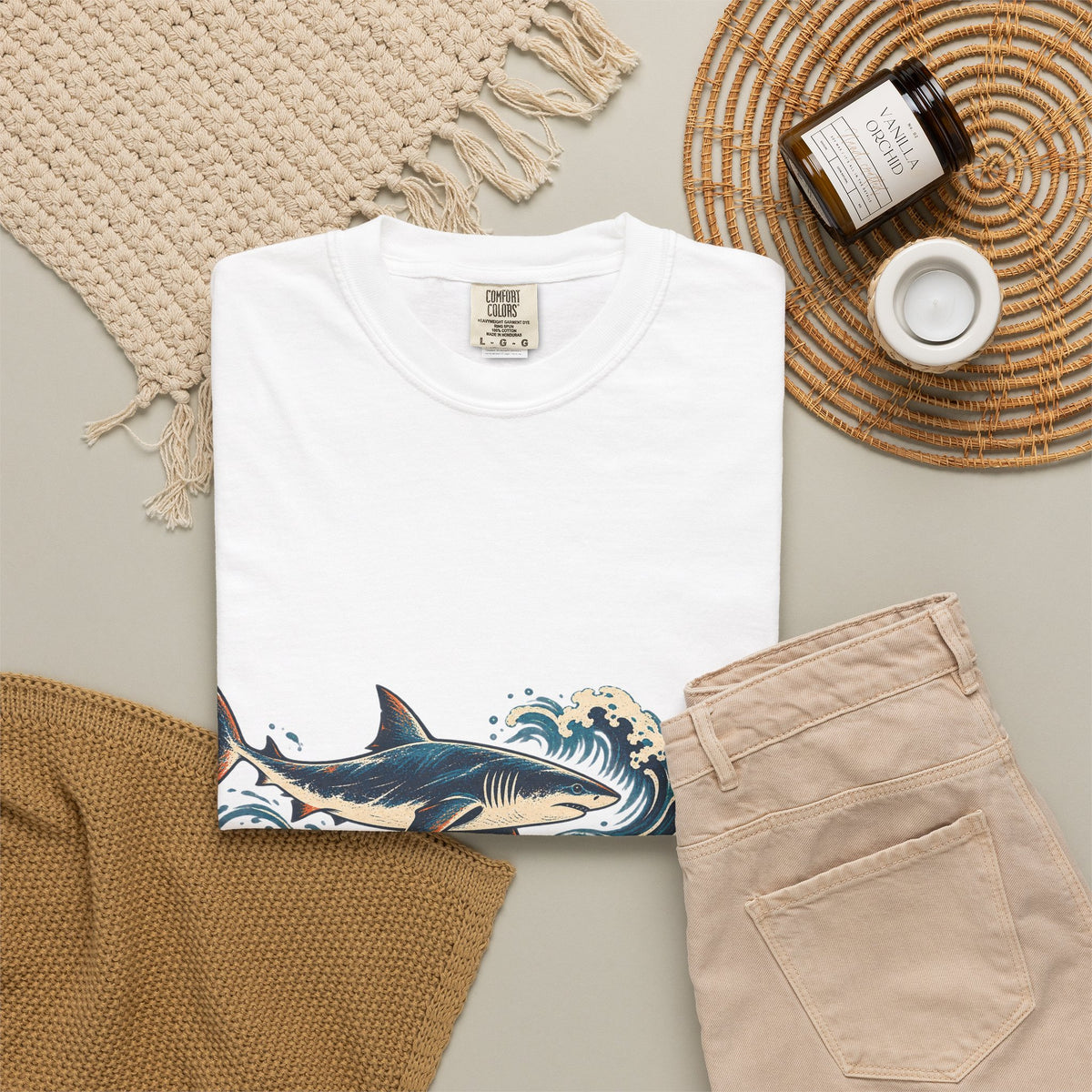 Great White Sharks Ukiyo Wave Tee Japanese Woodblock Shark Ocean Coral Shirt