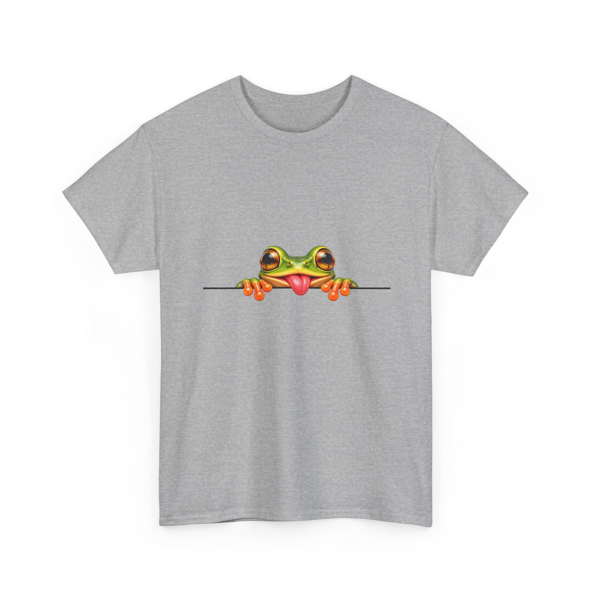 Peeking Tree Frog T-Shirt Tongue Out Over Ledge Funny Frog Lover Tee