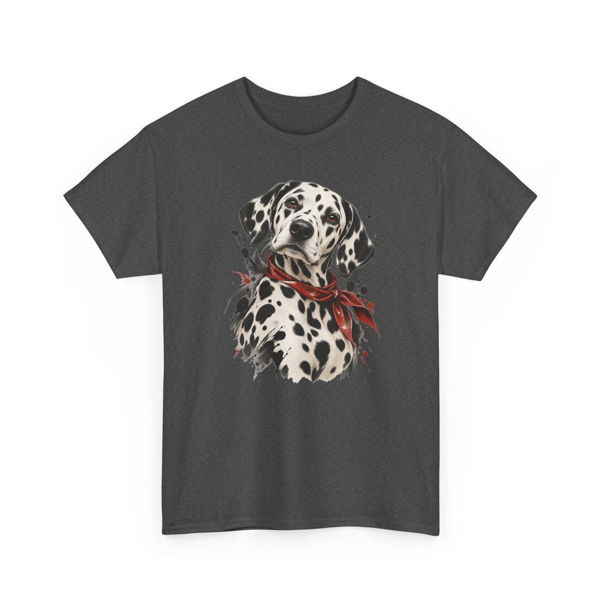 Dalmatian Red Bandana T-Shirt Dog Portrait Splatter Art Tee