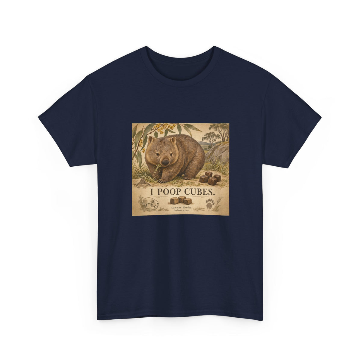 I Poop Cubes T-Shirt Common Wombat Vintage Naturalist Funny Tee