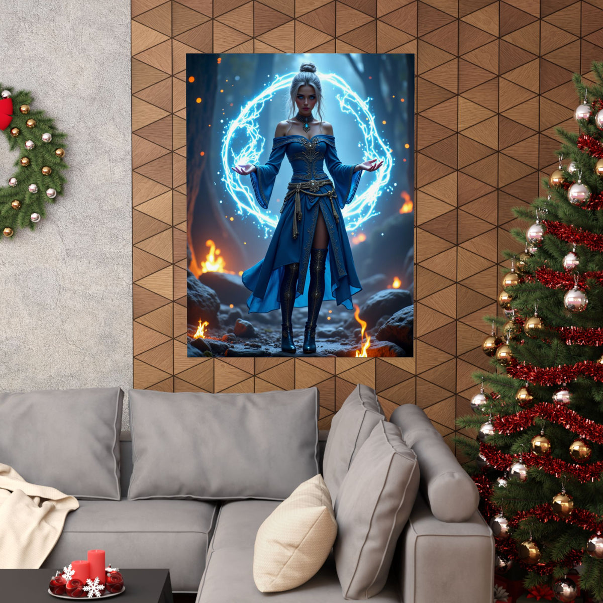 Mystic Sorceress Blue Magic Poster Matte Vertical Wall Art